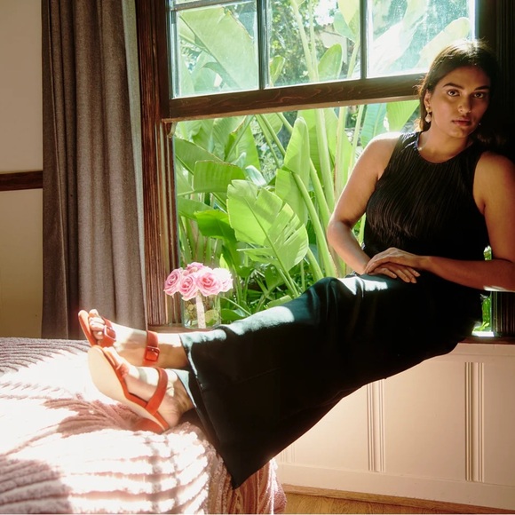 Ma’am Los Angeles / Marsha suede strappy mule Sandal in red 10 - Picture 3 of 7